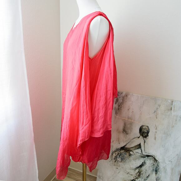 Pura seta Silk Pink cold shoulder Angel Shirt/Dress size 6 S - Picture 3 of 6